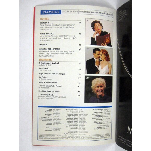 Wonderful Town Playbill Hirschfeld Theatre 2003 Donna Murphy Greg Edelman - Picture 3 of 8